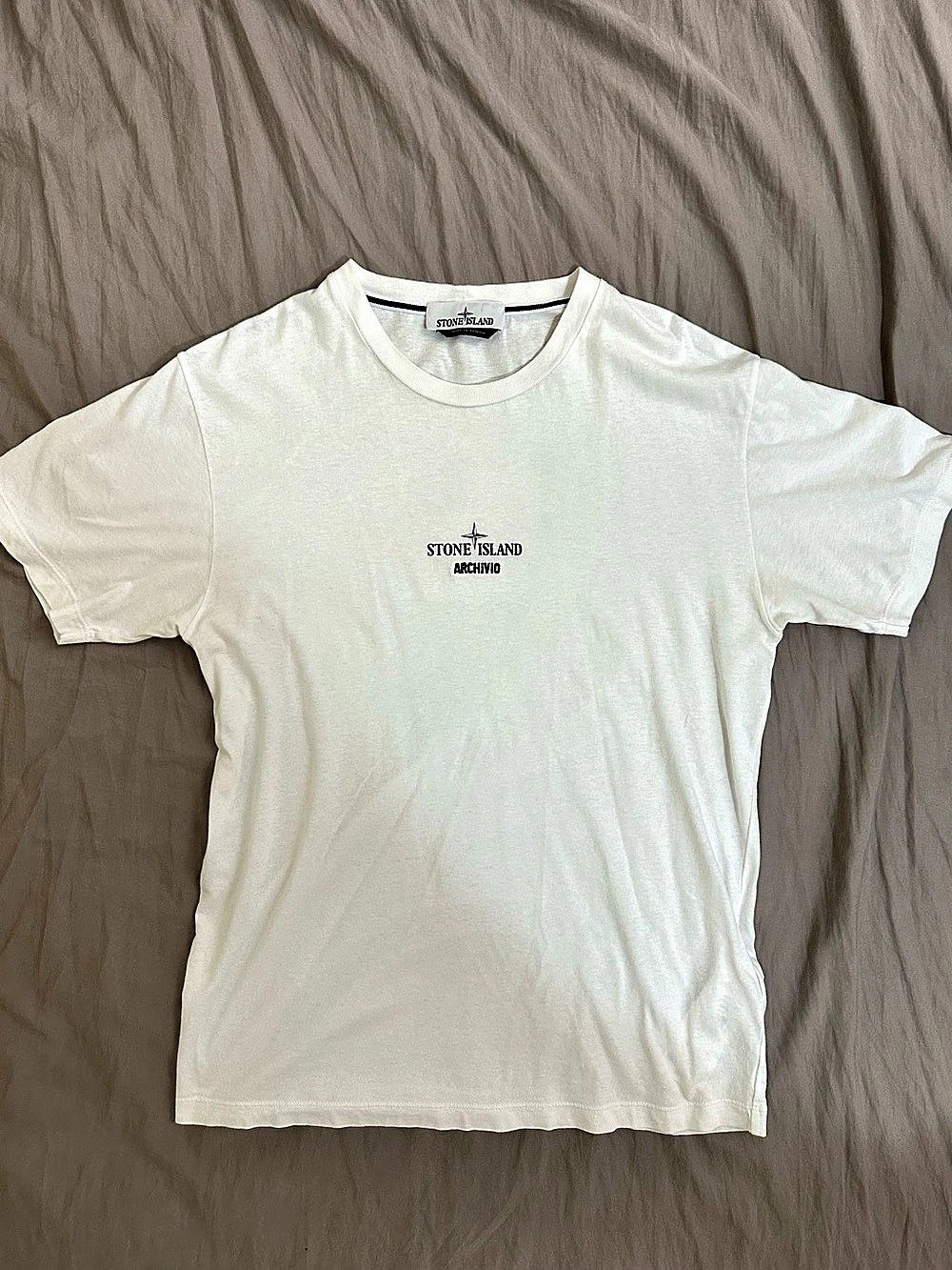 Authentic Stone Island Archivio Project PVC Back-Print T-Shirt - White